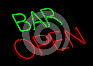 Bar open neon sign