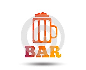 Bar or Pub sign icon. Glass of beer symbol.