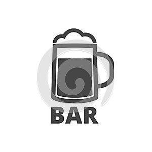 Bar or Pub sign icon, Set of beer icons