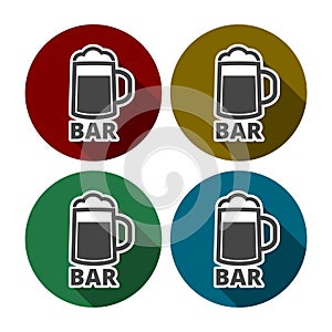 Bar or Pub sign icon, Set of beer icons