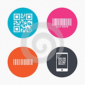 Bar and Qr code icons. Scan barcode symbol