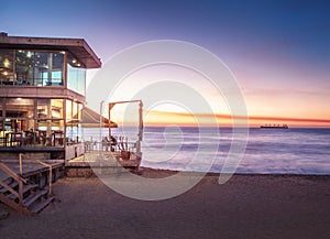 Bar and restaurant at Acapulco beach at sunset - Vina del Mar, Chile