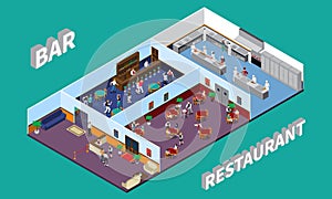 Bar Restaurant Isometric Design