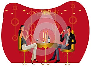 Bar restaurant lounge coffee couple Illustration