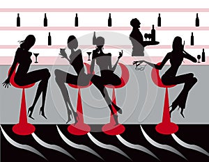 Bar restaurant lounge coffee women Illustration