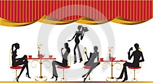 Bar restaurant lounge coffee women Illustration