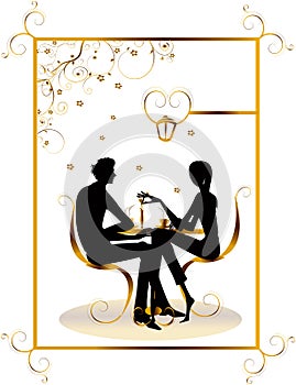 Bar restaurant lounge coffee women Illustration ve