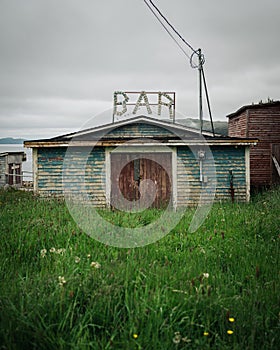 Bar sign at Joes Place, New Bonaventure, Newfoundland and Labrador, Canada