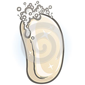 Bar of Soap with Bubbles Cartoon Illustration