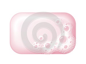 Bar of soap with foam isolated on white. Easy recolored vector