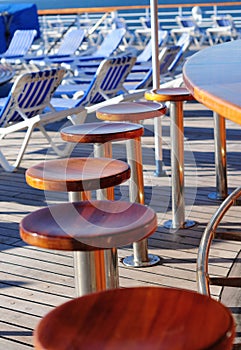 Bar stools on ship deck