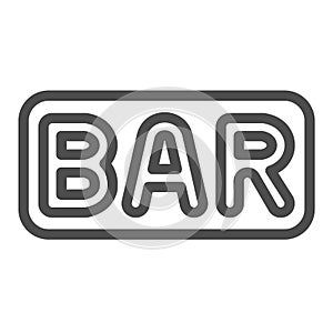 Bar symbol in slot machine line icon, gambling concept, one armed bandit vector sign on white background, outline style