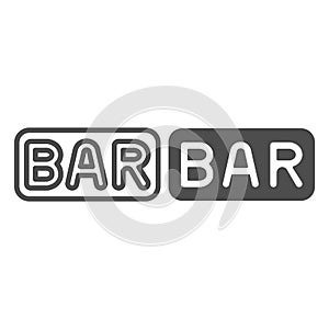 Bar symbol in slot machine line and solid icon, gambling concept, one armed bandit vector sign on white background