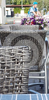 At the bar table in terrasse