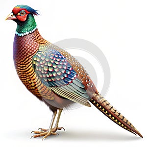 Bar-tailed Pheasant White background