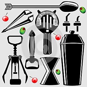 Bar tools in vector silhouette photo