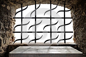 Bar in the window of a medieval castle