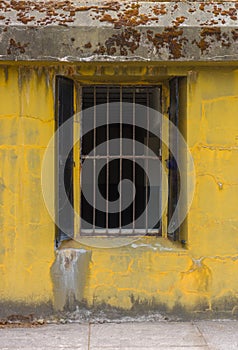 Bar Window Old Cement Building