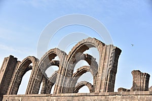 Bara Kaman, the unfinished mausoleum of Ali Adil Shah II in Bijapur, Karnataka, India