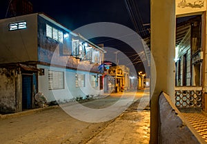 Baracoa street at night Cuba