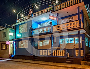 Baracoa street at night Cuba