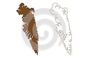 Baranof island United States of America, North America, Alaska, US, USA, Alexander Archipelago map vector illustration, scribble