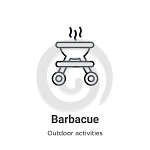 Barbacue outline vector icon. Thin line black barbacue icon, flat vector simple element illustration from editable outdoor photo