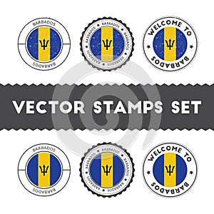 Barbadian flag rubber stamps set.