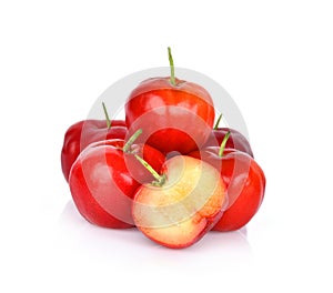 Barbados cherry, Malpighia emarginata  isolated on white background