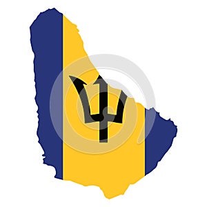 Barbados Country in the Caribbean vector illustration flag and map logo design concept detailed