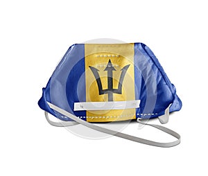 Barbados flag on anti pollution mask medical protection