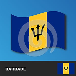 Barbados Flag distorted by the wind