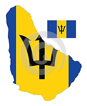 Barbados Map and Flag