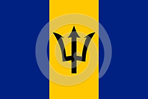 Barbados national flag. Vector illustration. Bridgetown