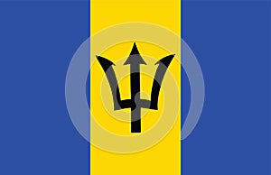 Barbados original flag isolated .