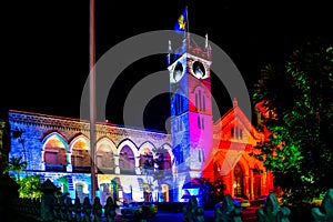 Barbados Parliament Building with Festive Ligts