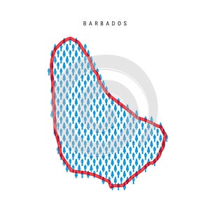Barbados population map. Stick figures Barbadian people map. Pattern of men and women. Flat vector illustration