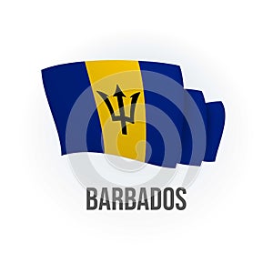 Barbados vector flag. Bended flag of Barbados, realistic vector illustration