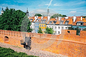 Barbakan Warszawski fortress and old town in Warsaw, Poland