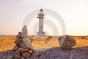 Barbaria cape Lighthouse in Formentera Balearic islands