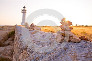 Barbaria cape Lighthouse in Formentera Balearic islands