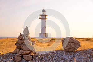 Barbaria cape Lighthouse in Formentera Balearic islands photo
