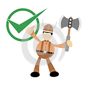 barbarian viking and green checklist cartoon doodle flat design vector illustration