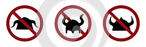 Barbarian viking helmet ban prohibit icon. Not allowed viking