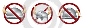 Barbarian viking helmet ban prohibit icon. Not allowed viking