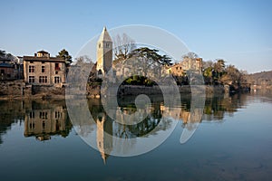 Barbe Island in winter Lyon-France photo