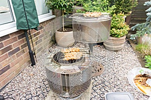 Barbecue in a back garden