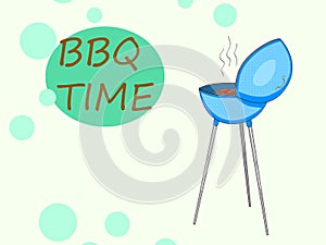 Barbecue or barbeque informally BBQ or barby . Pop art raster object. Time text bubble.