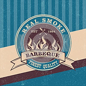 Barbecue BBQ grill logo stamp retro poster