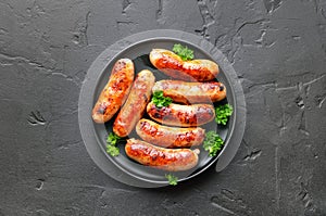 Barbecue bratwurst on plate